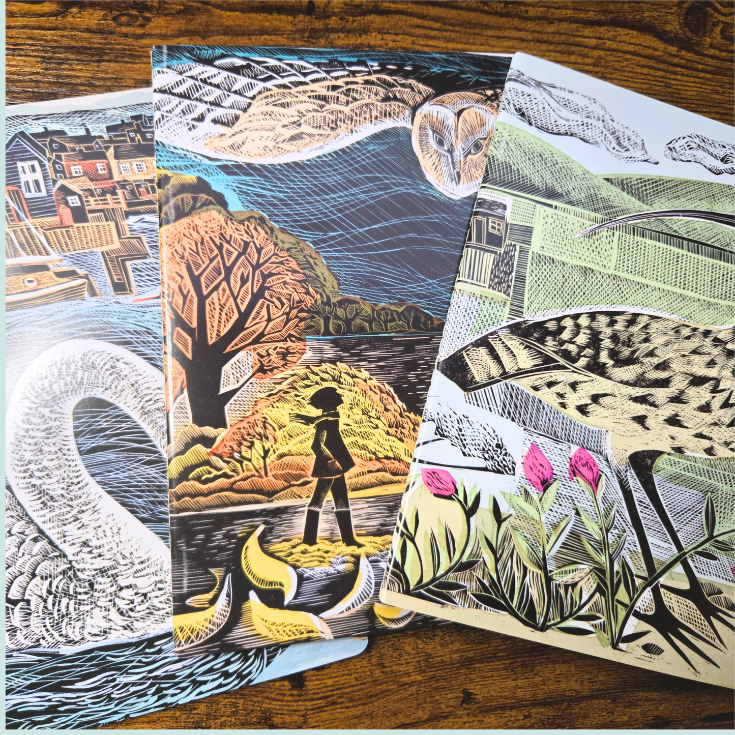 Artistic Landscape Notebook Set of 3 – Soft Cover A5 Journals, Mixed Lined & Blank Pages, Illustrated Nature & Graphic Designs