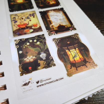 Luminous Tea Magic Sticker Sheet – Whimsical Nighttime Planner & Scrapbook Stickers | Ivyteas