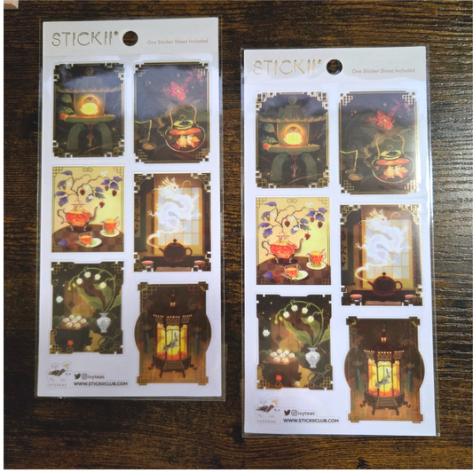 Luminous Tea Magic Sticker Sheet – Whimsical Nighttime Planner & Scrapbook Stickers | Ivyteas