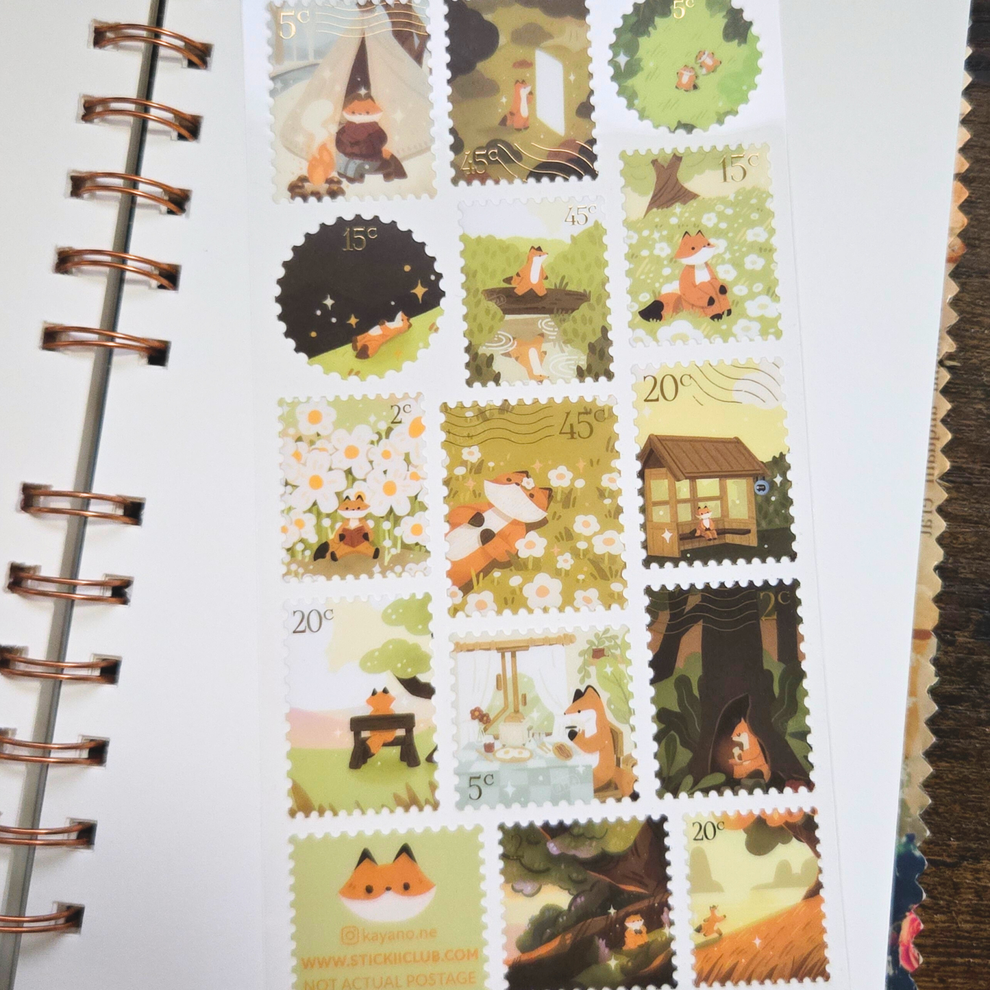 Foxy Nature Stamp Sticker Sheet – Limited Edition Woodland Planner Stickers | Kayano.ne