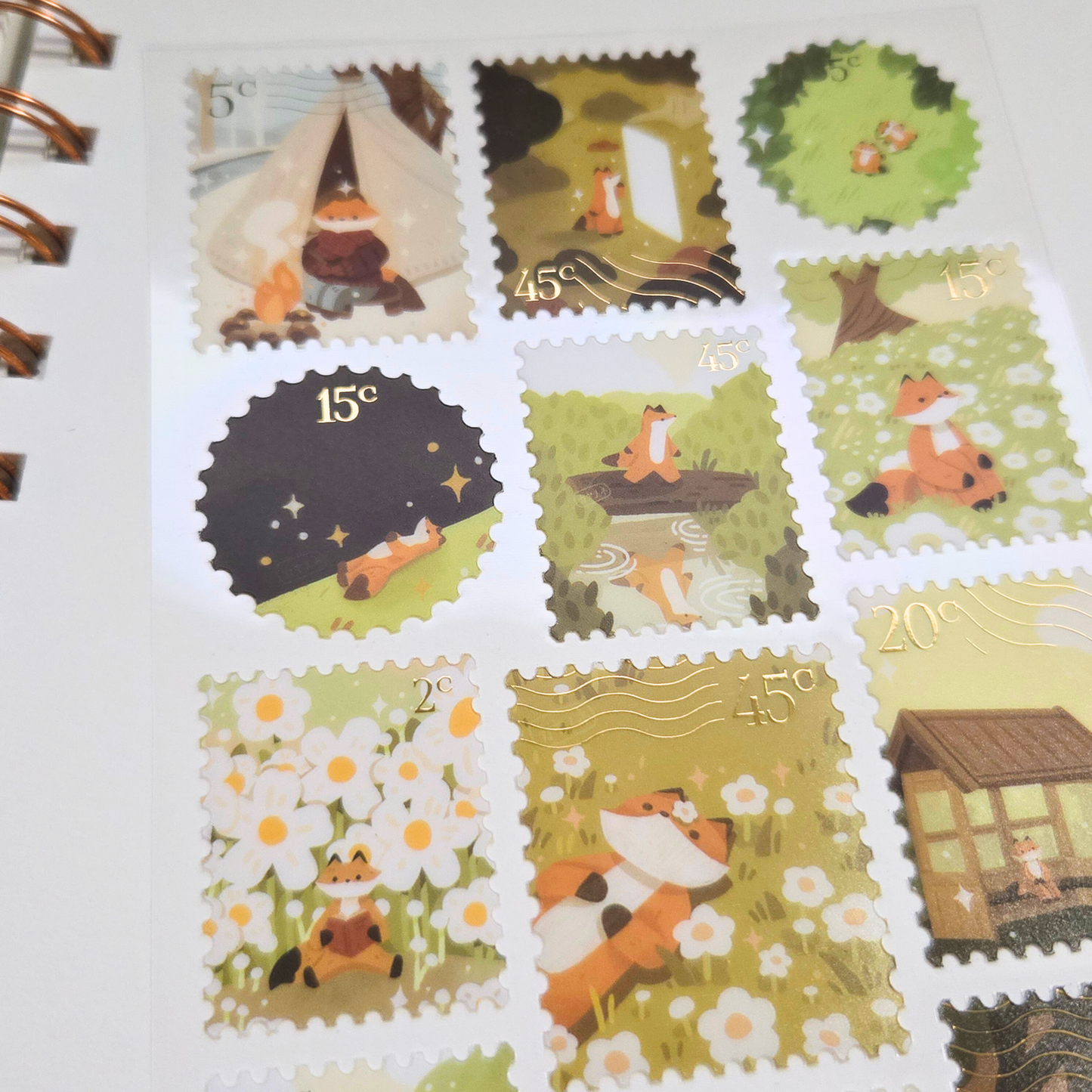 Foxy Nature Stamp Sticker Sheet – Limited Edition Woodland Planner Stickers | Kayano.ne