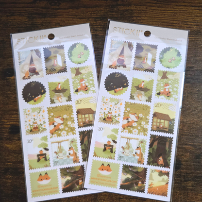 Foxy Nature Stamp Sticker Sheet – Limited Edition Woodland Planner Stickers | Kayano.ne