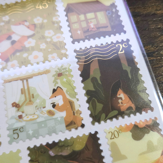 Foxy Nature Stamp Sticker Sheet – Limited Edition Woodland Planner Stickers | Kayano.ne