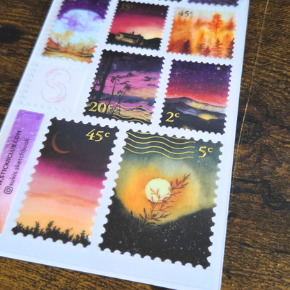 After Sundown Gold Foil Sticker Sheet – Sunset Planner & Scrapbook Stickers | Sukis Sketchbook