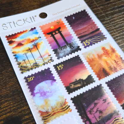 After Sundown Gold Foil Sticker Sheet – Sunset Planner & Scrapbook Stickers | Sukis Sketchbook