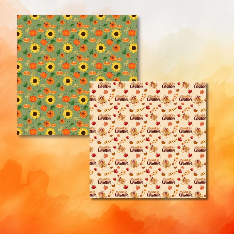 Fall Designed Paper Decorative Scrapbooking Paper, Autumn/Fall Designs Sheets Fall Pattern ...