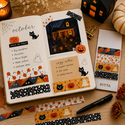 KITTA Halloween Washi Tape | Japanese Seasonal Decorative Tape | Pre-Cut Washi Stickers | Japanese Stationery