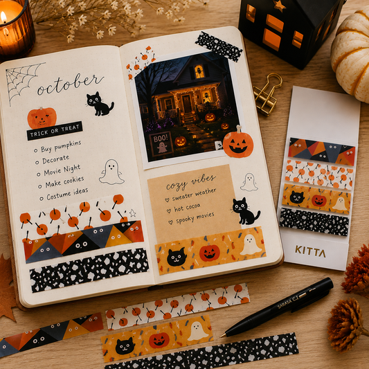 KITTA Halloween Washi Tape | Japanese Seasonal Decorative Tape | Pre-Cut Washi Stickers | Japanese Stationery