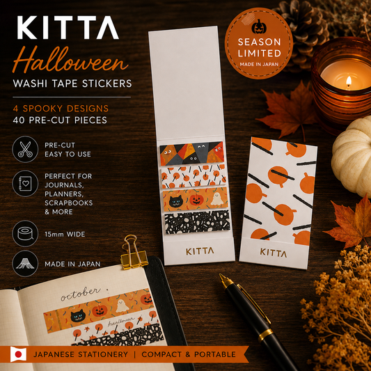 KITTA Halloween Washi Tape | Japanese Seasonal Decorative Tape | Pre-Cut Washi Stickers | Japanese Stationery