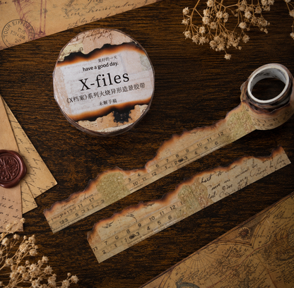 Vintage Burnt Edge Washi Tape – Unsolved Manuscript | Antique Letter Journaling Tape