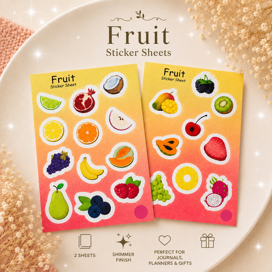 Fresh & Happy Fruit Sticker Sheets (2 Sheets)🍊🍇