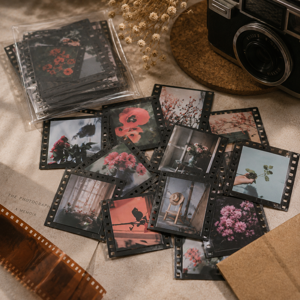 Vintage Film Style PET Stickers | Scrapbooking, Journaling (30-Piece)