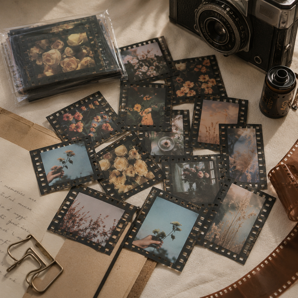 Vintage Film Style PET Stickers | Scrapbooking, Journaling (30-Piece)