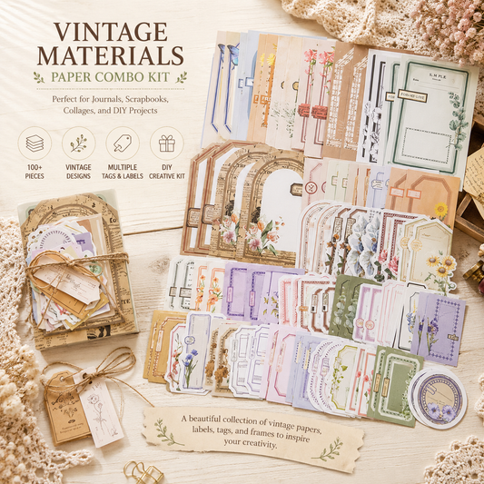 Vintage Junk Journal Ephemera Pack | Floral Labels, Tags, Frames, Botanical Accents (100+ Pieces)