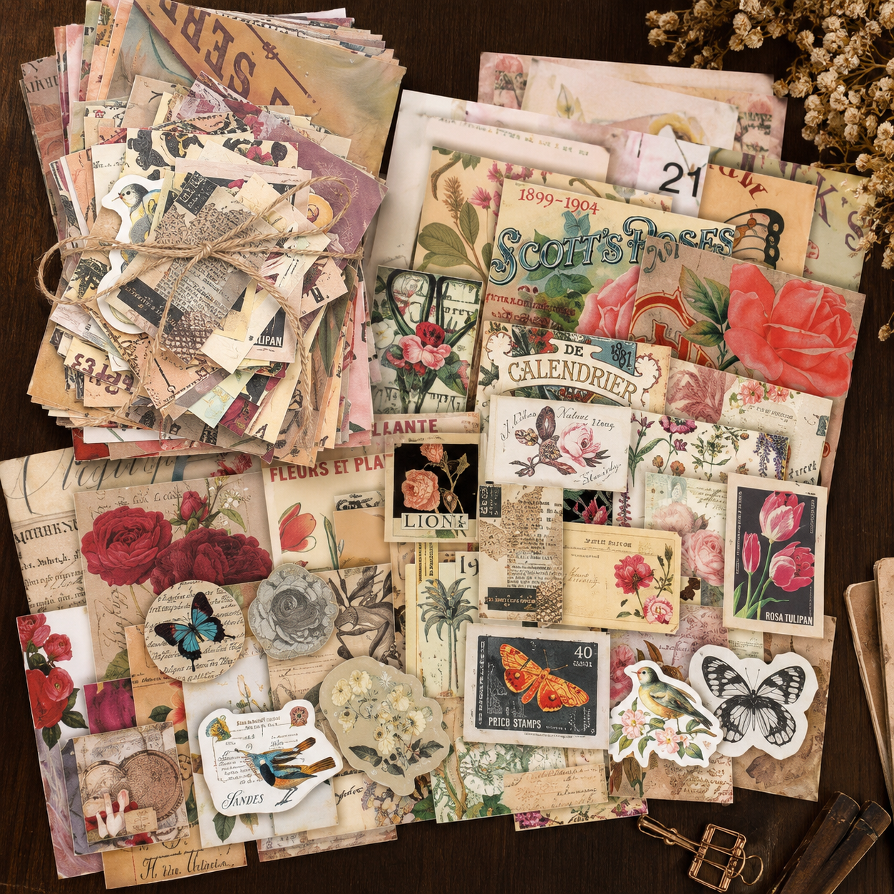 Vintage Art Journal Paper Pack – Ephemera, Collage Supplies, Scrapbook Pages