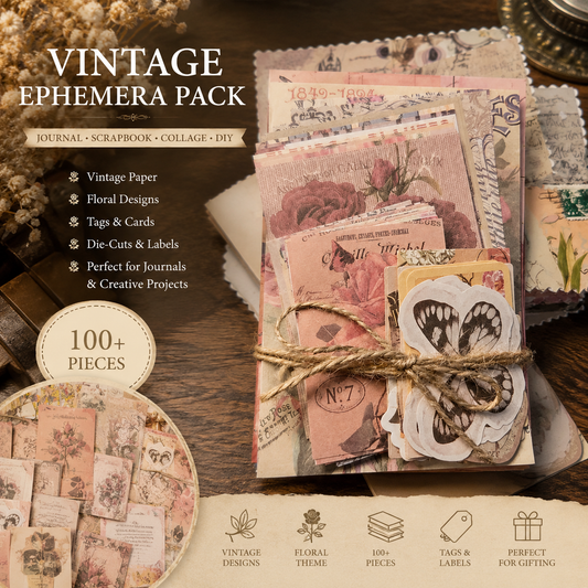 Vintage Art Journal Paper Pack – Ephemera, Collage Supplies, Scrapbook Pages