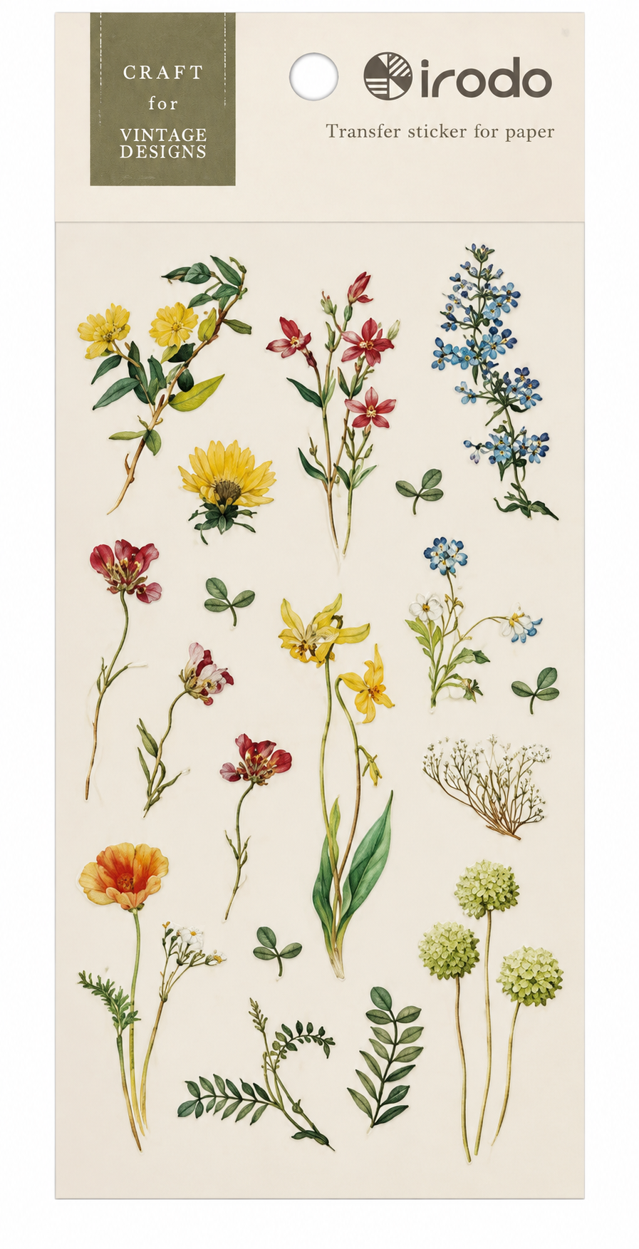 irodo Japanese Paper Transfer Stickers | Vintage Rub-On Stickers - Botanical, Floral & Vintage Designs