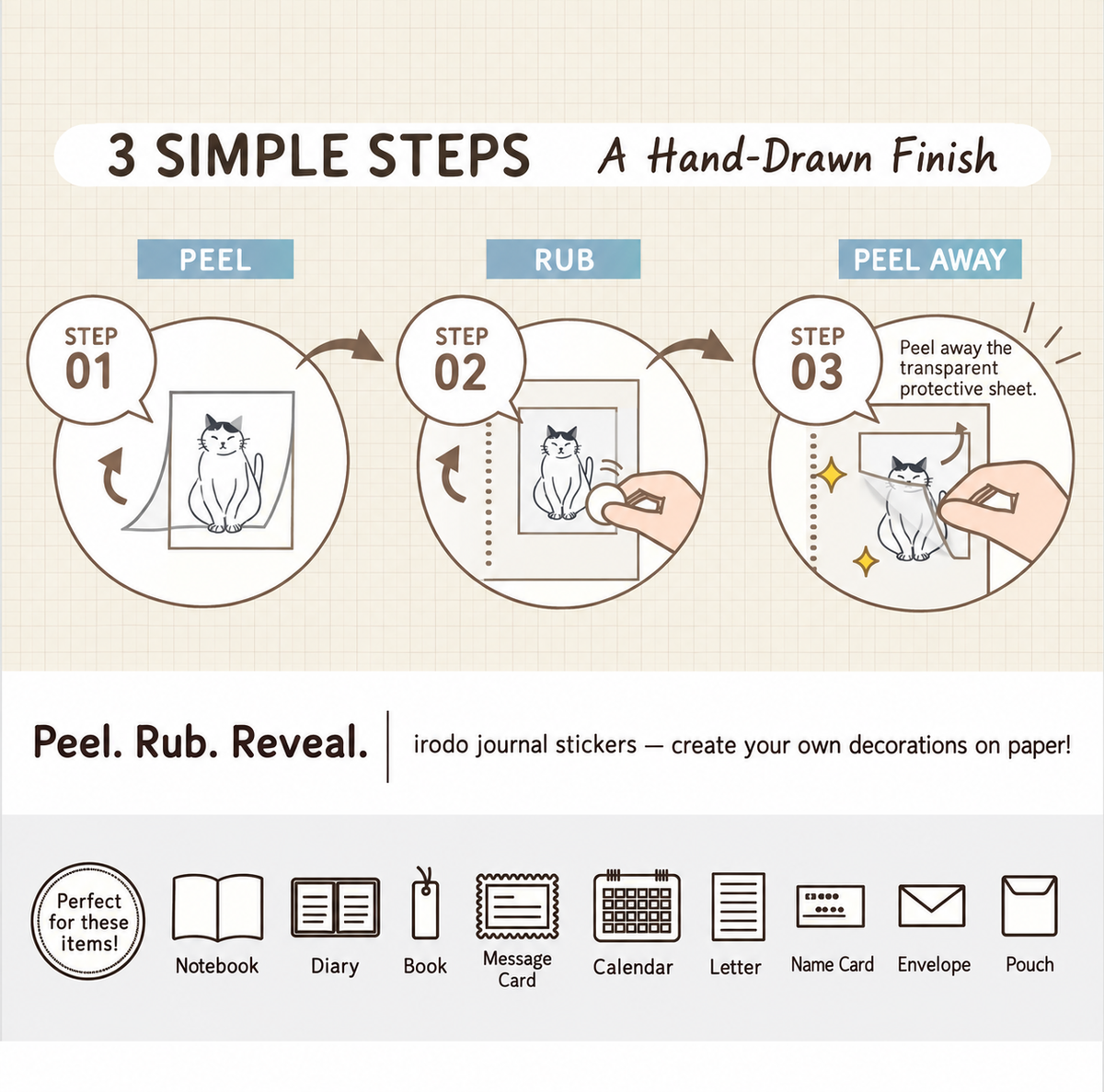 irodo Japanese Winter Rub-On Stickers | Paper Transfer Stickers