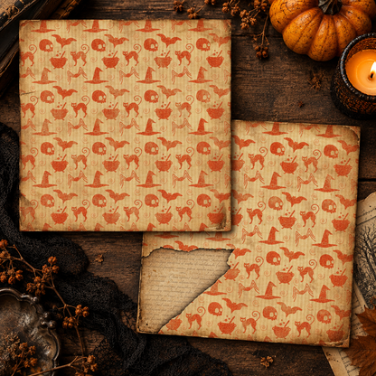 Vintage Halloween Scrapbook Paper Pack – 6.5 x 6.5 Inch | 24 Sheets | 12 Designs