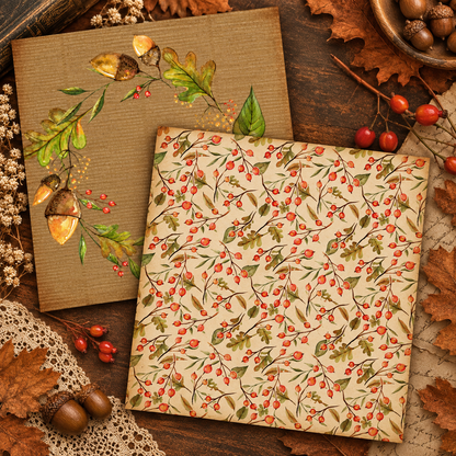 Autumn Woodland Scrapbook Paper Pack, 6.5" x 6.5", Vintage Fall Paper - 30 Sheets