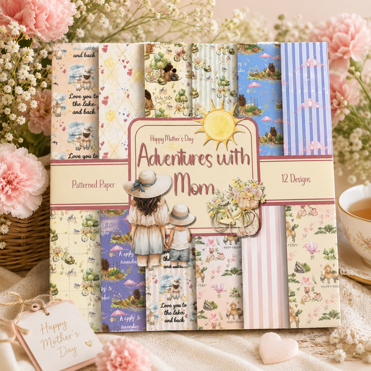 Abenteuer mit Mama Scrapbook-Papierset – 12 Muster, 24 Blatt