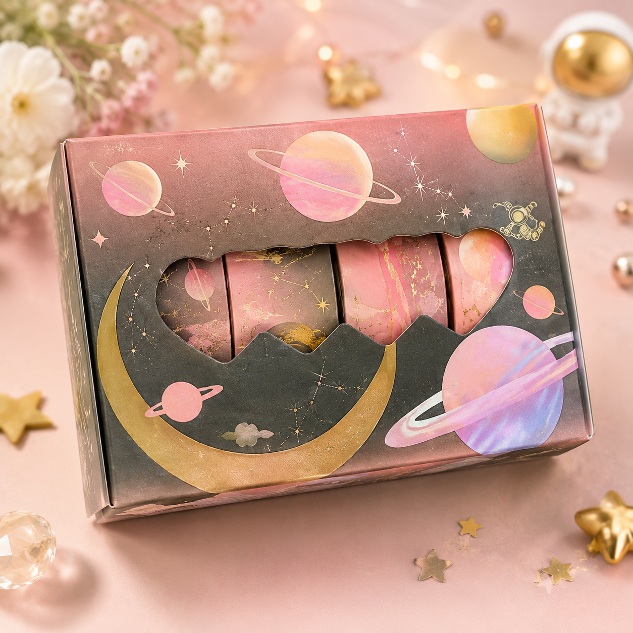 Kawaii Space Washi Tape Set | Pastel Galaxy Decorative Tape for Journaling, Scrapbooking & Planners