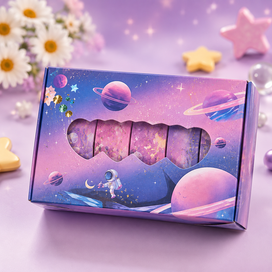 Kawaii Space Washi Tape Set | Pastel Galaxy Decorative Tape for Journaling, Scrapbooking & Planners