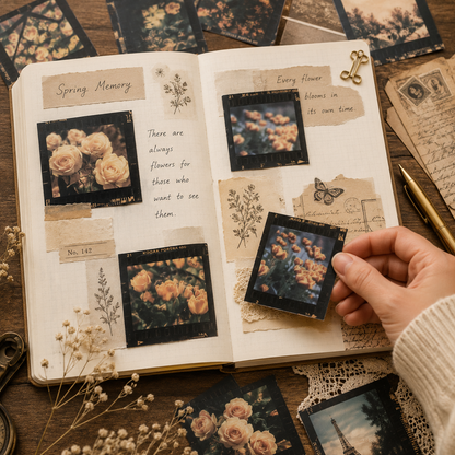 Vintage Film Style PET Stickers | Scrapbooking, Journaling (30-Piece)