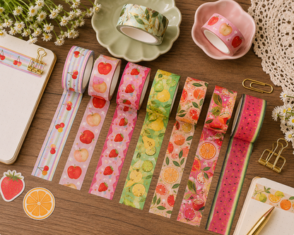 10 Roll Fruit Washi Tape Set- Colorful Fruit Patterns