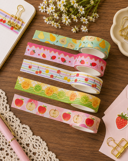 10 Roll Fruit Washi Tape Set- Colorful Fruit Patterns