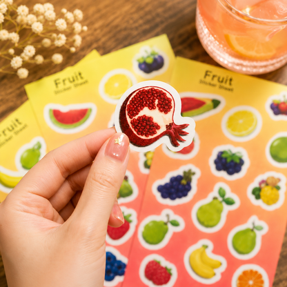 Fresh & Happy Fruit Sticker Sheets (2 Sheets)🍊🍇