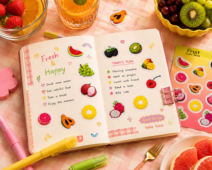 Fresh & Happy Fruit Sticker Sheets (2 Sheets)🍊🍇