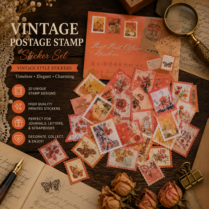 Old Letter Post Office Style Sticker Pack | 46-Piece Vintage Stamp Ephemera Set