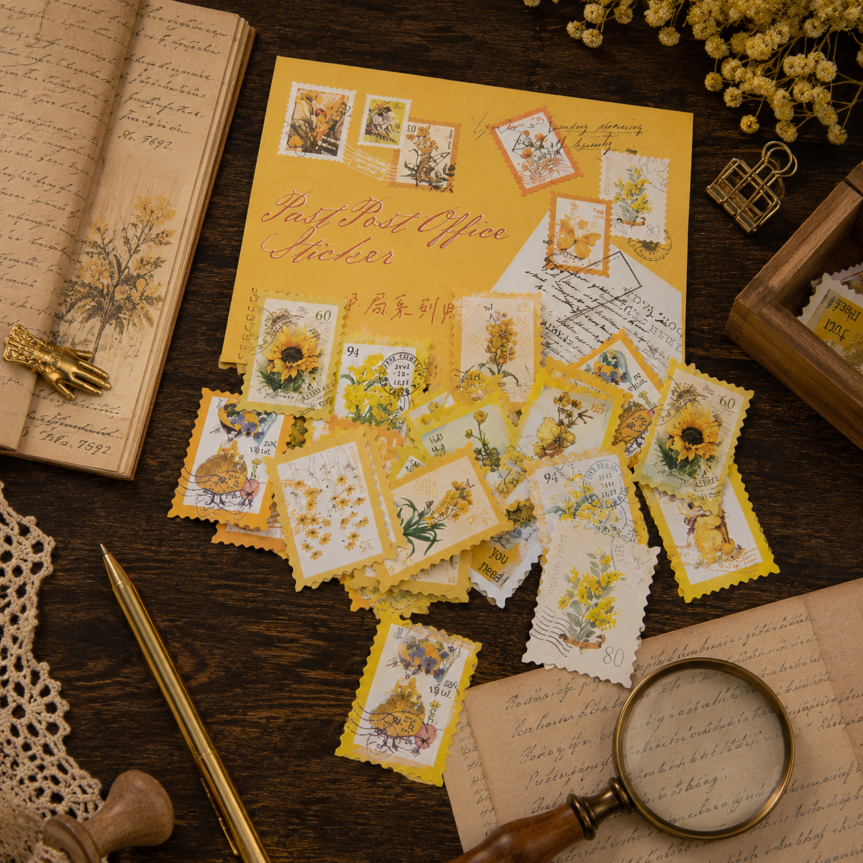 Old Letter Post Office Style Sticker Pack | 46-Piece Vintage Stamp Ephemera Set