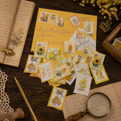 Old Letter Post Office Style Sticker Pack | 46-Piece Vintage Stamp Ephemera Set