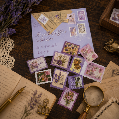 Old Letter Post Office Style Sticker Pack | 46-Piece Vintage Stamp Ephemera Set