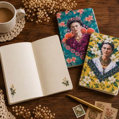 Frida Kahlo Inspired Midi Notebook Set – Foiled Soft Cover Journals (Set of 3)