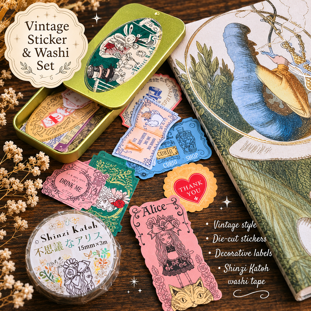 Wonderland Curated Journal Bundle with Stickers and Washi Tape