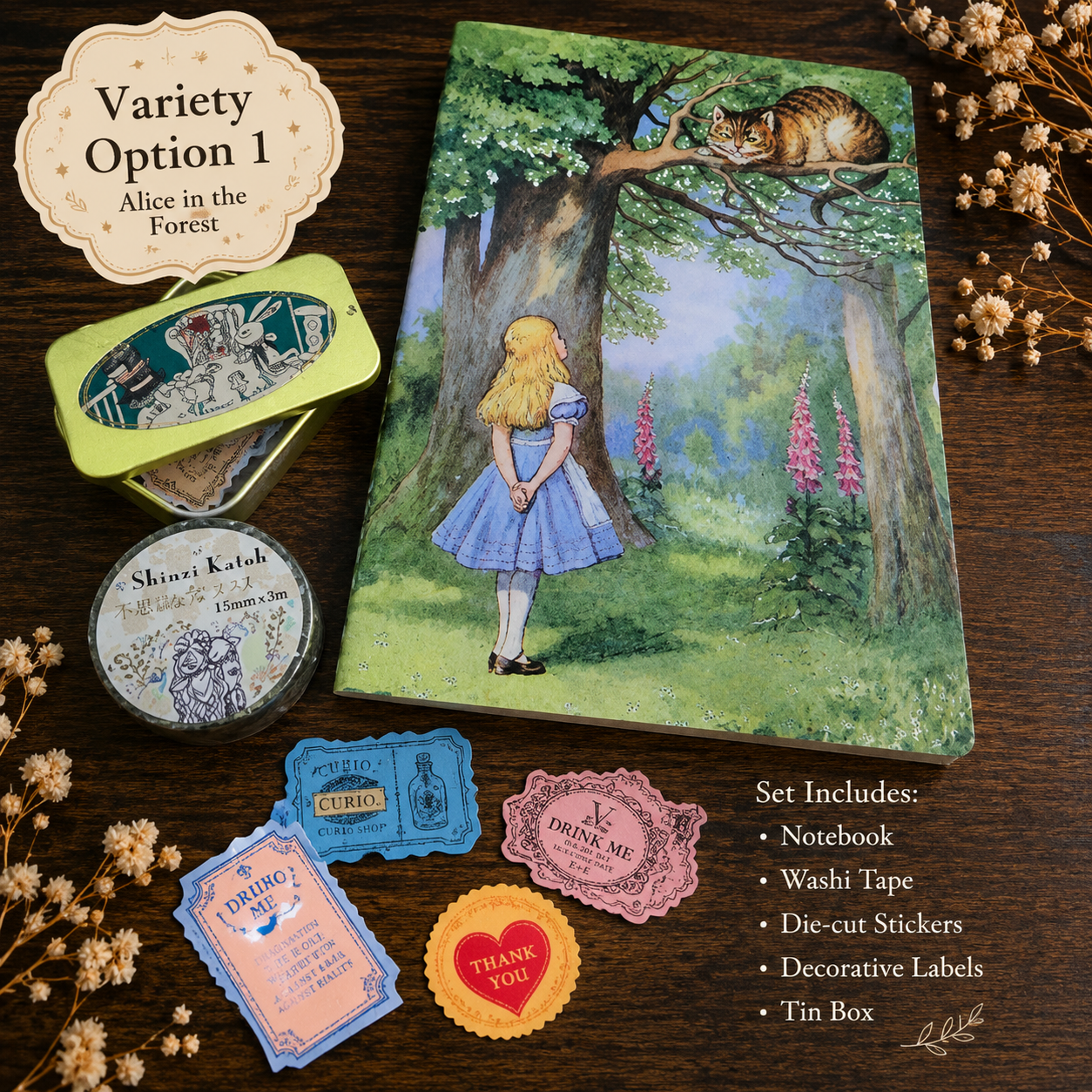 Wonderland Curated Journal Bundle with Stickers and Washi Tape