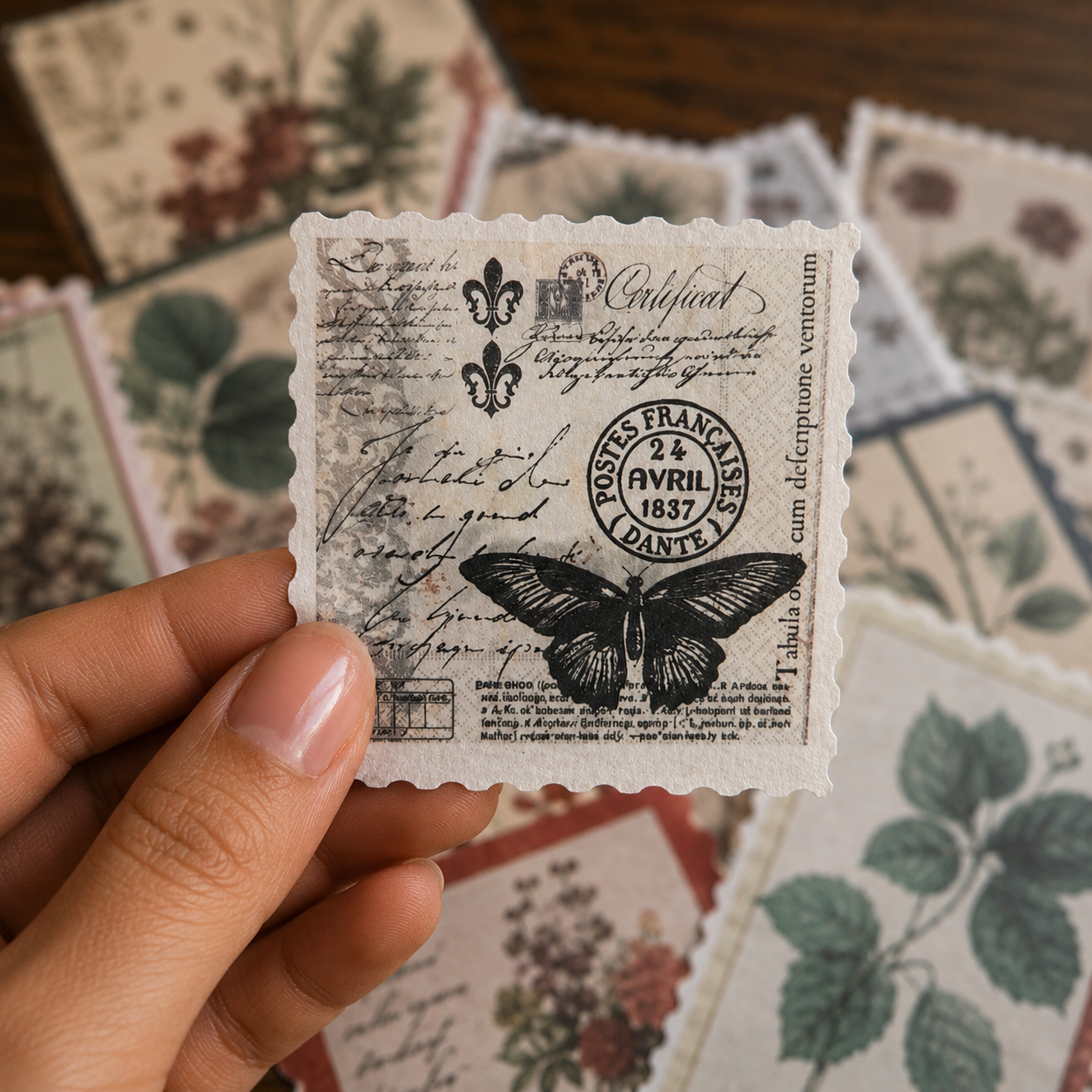 Vintage Postage Stamp Sticker Pack | 60-Piece Aesthetic Sticker Pack | Scrapbooking & Junk Journaling Supplies | Nature Ephemera