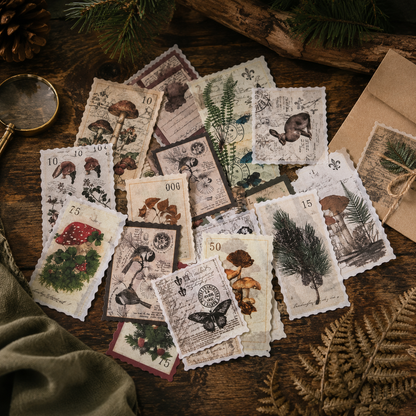 Vintage Postage Stamp Sticker Pack | 60-Piece Aesthetic Sticker Pack | Scrapbooking & Junk Journaling Supplies | Nature Ephemera