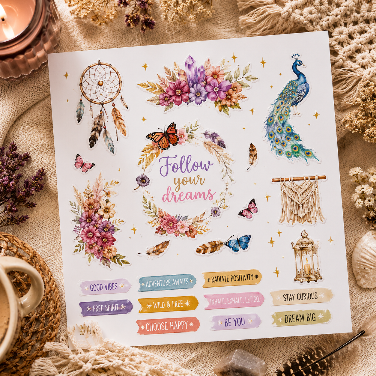 Peter Pauper Press Boho Dreams Sticker Book