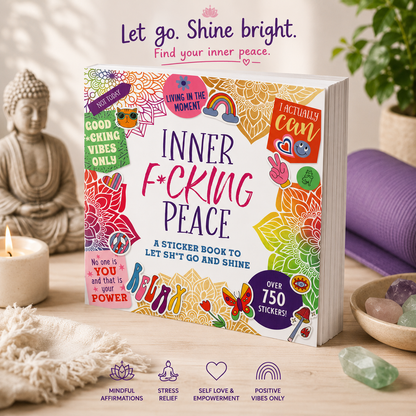 Peter Pauper Press Inner F*cking Peace Sticker Book - 750 Vibrant Premium Stickers for Journaling, Planner, Scrapbook, and Creative Chaos - Cheeky Affirmations & Sarcastic Sayings