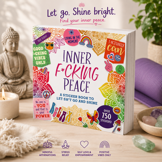 Peter Pauper Press Inner F*cking Peace Sticker Book - 750 Vibrant Premium Stickers for Journaling, Planner, Scrapbook, and Creative Chaos - Cheeky Affirmations & Sarcastic Sayings