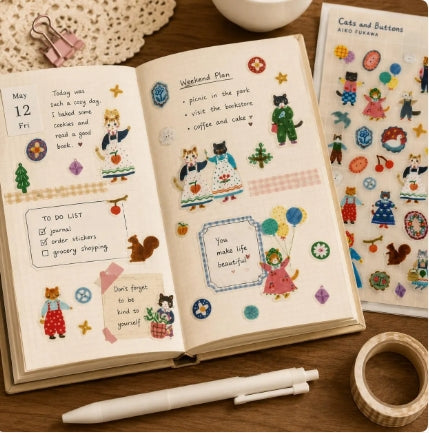 Aiko Fukawa PET Sticker Sheet | Playful Journaling Supplies (Made in Japan)