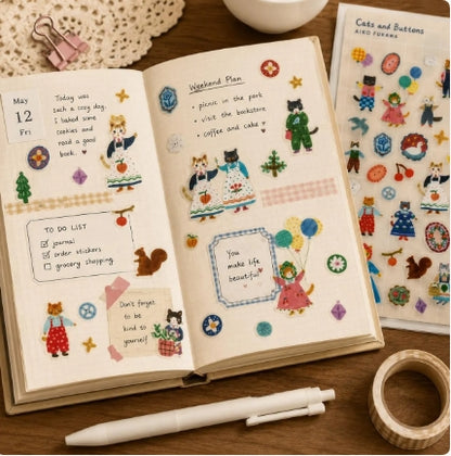 Aiko Fukawa PET Sticker Sheet | Playful Journaling Supplies (Made in Japan)