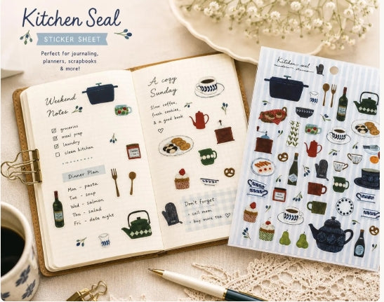 Midori Asano Sticker Sheet | Japanese PET Journal Planner Stickers