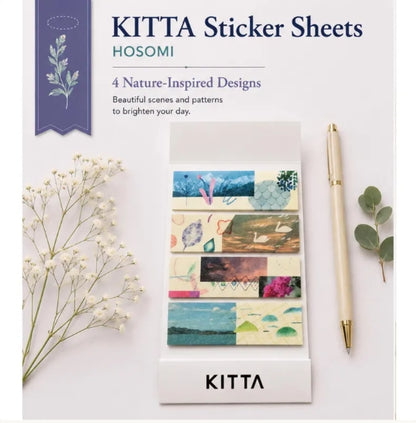 KITTA Hosomi Floral Sticker Sheets | Slim Portable Journal Stickers | Japanese Floral Planner Stickers