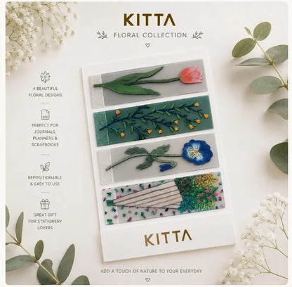 KITTA Hosomi Floral Sticker Sheets | Slim Portable Journal Stickers | Japanese Floral Planner Stickers