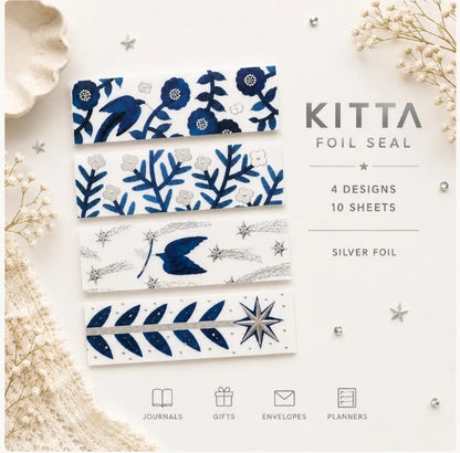 KITTA Hosomi Floral Sticker Sheets | Slim Portable Journal Stickers | Japanese Floral Planner Stickers